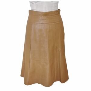 SUNNY Tan Leather A-line Skirt Size L Work, Business Academia Fall Winter